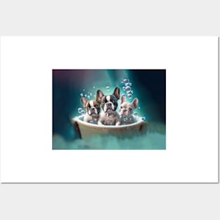 French Bulldog Pups in a Tub Posters and Art